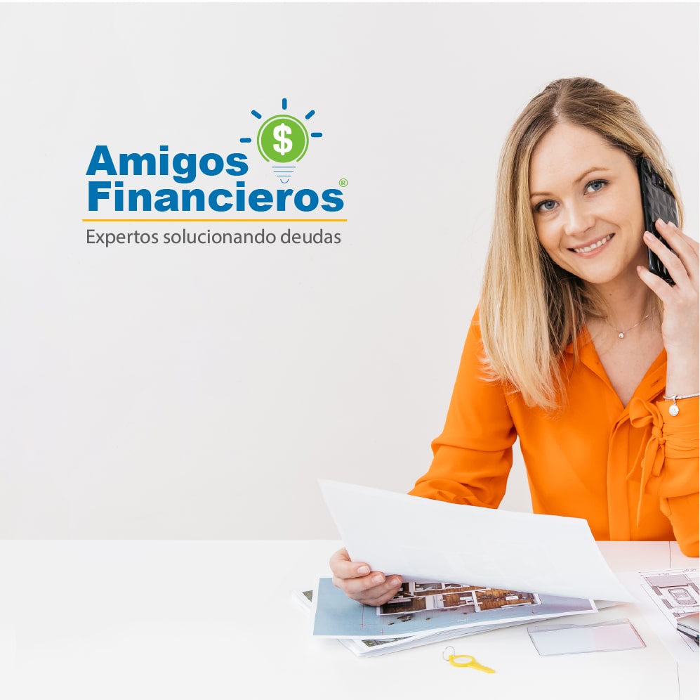 mujer amigos financieros logo de fondo blanco